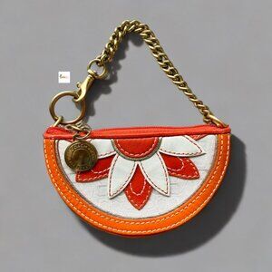 Coach Orange Slice Fruit Coin Purse Floral Charm